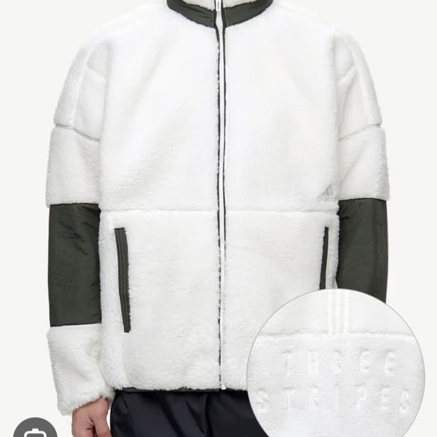 (100~105)L ☆초대장급☆ 아디다스 [화이트카키]쉐르파 후르스점퍼