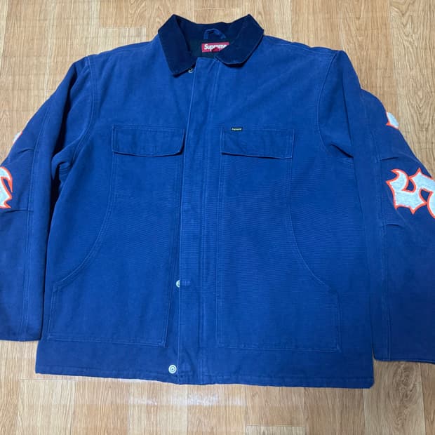 슈프림 올드 잉글리쉬 캔버스 워크 자켓 네이비 - 25SS