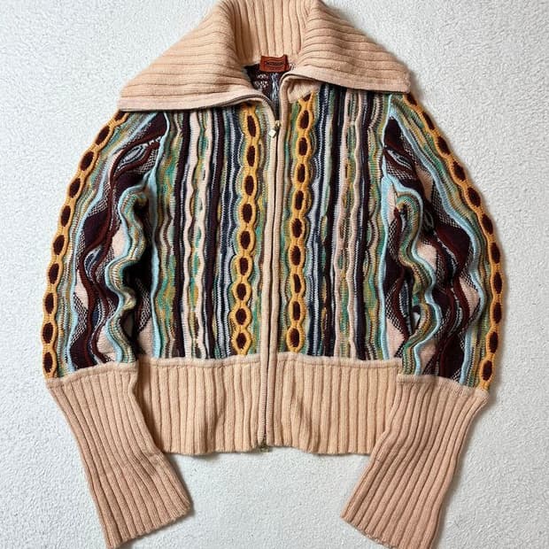 미쏘니 00's 투웨이 3D 케이블 하이넥 니트 가디건 PN7094