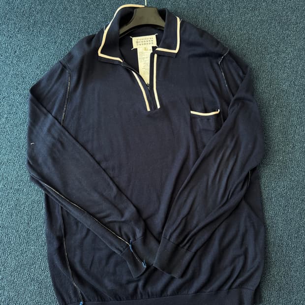 마르지엘라 카라 니트 집업 네이비[XL]