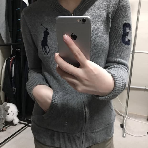 폴로 랄프로렌 그레이 빅포니 니트 집업