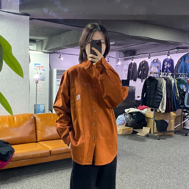 칼하트 패치로고 원포켓 브릭 셔츠 B3158