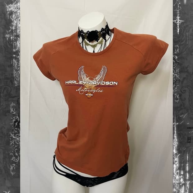 할리데이비슨 핏티드 레글런 오렌지 반팔티 M