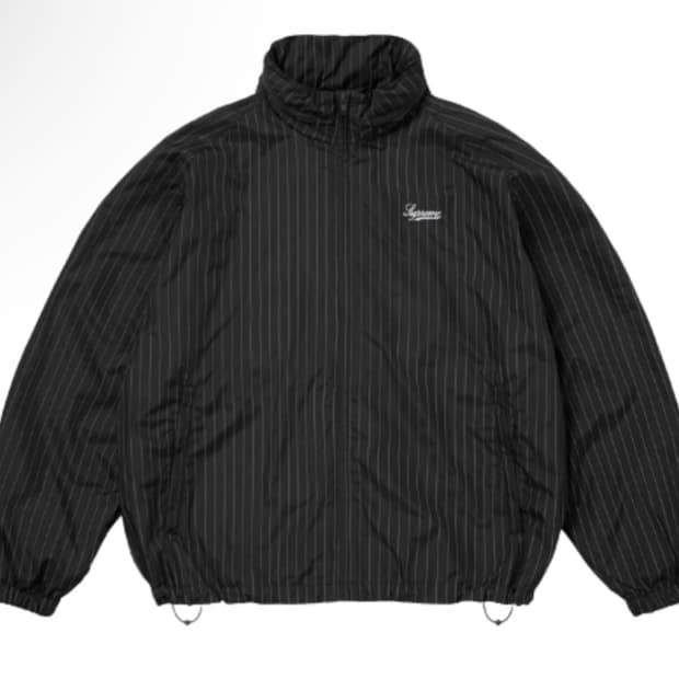 슈프림 리플렉티브 핀스트라이프 트랙 자켓 블랙 - 24FW