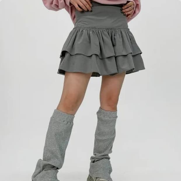 아쿠비 클럽 플레인 나일론 캉캉 스커트 그레이