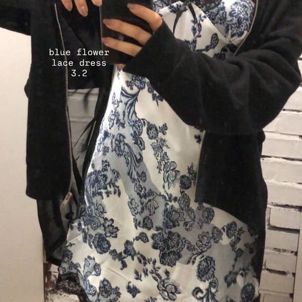 블루 플라워 레이스 드레스