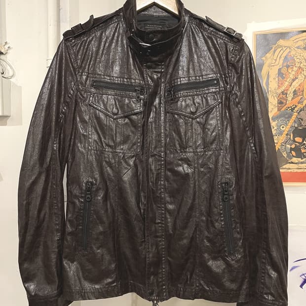 nicole club 딥브라운 글리터 가죽 자켓