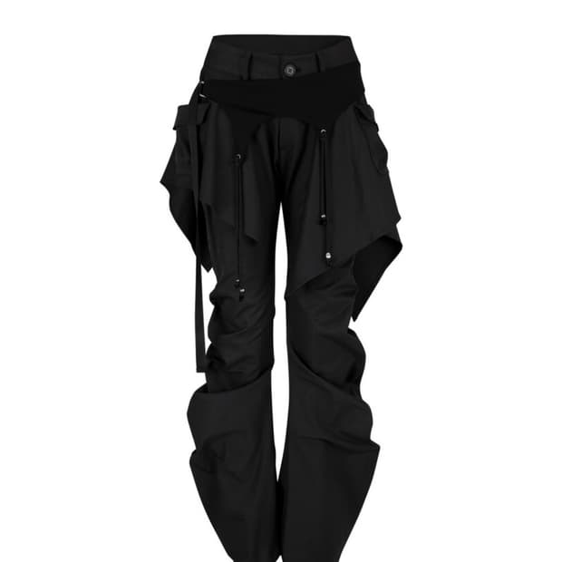 카시코 Layered Strap Pants Black