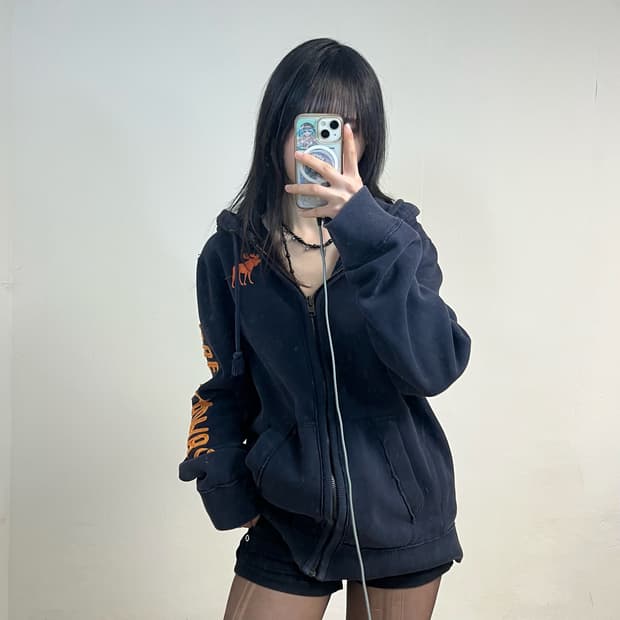 Abercrombie navy hoodie zip-up