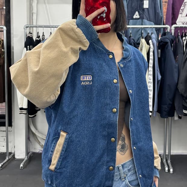 Three Rivers 데님 바시티 자켓 