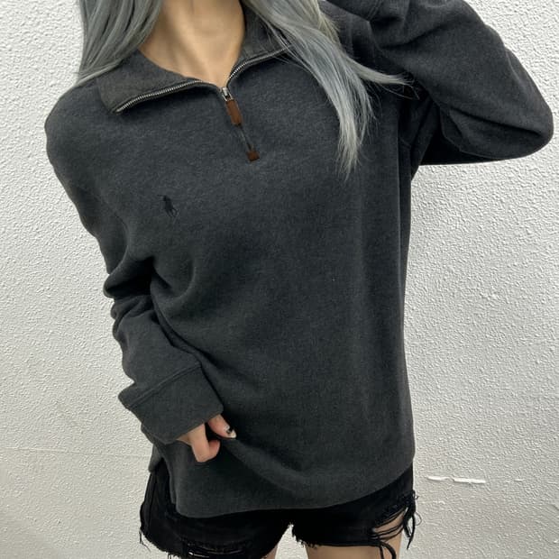 폴로 랄프로렌 블랙포니 차콜 반집업 M