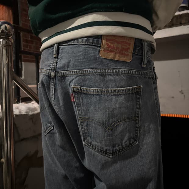 리바이스 569 워싱 데님와이드팬츠