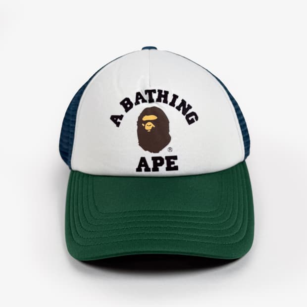 베이프 컬리지 메쉬 캡 블루