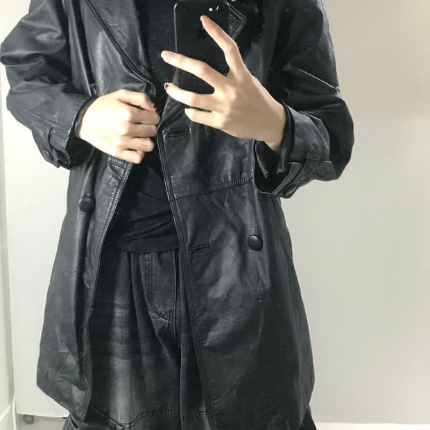 Vintage Black Leather Field Jacket
