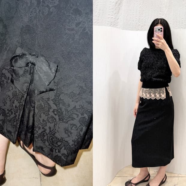 Back Bow Jacquard Skirt