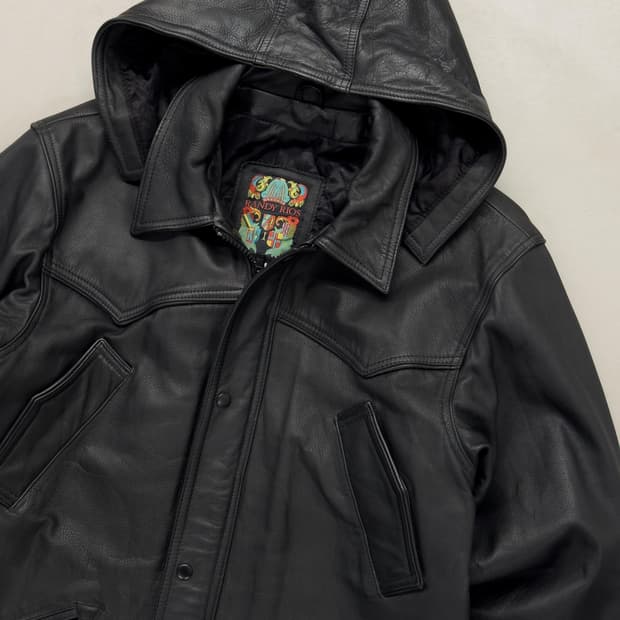 웨스턴 레더 후드 자켓