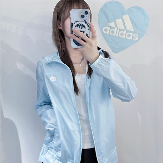 아디다스 베이비블루 스몰로고 런닝 바람막이