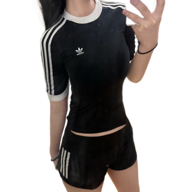 아디다스 파이어버드 블랙 링거티 반팔 티셔츠