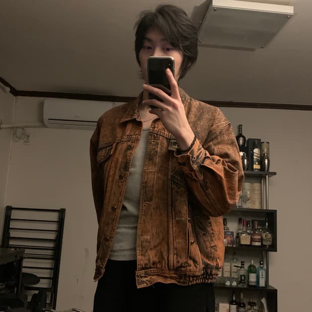 [빈티지 테이스트] 오렌지 브라운 워싱 데님 재킷 자켓