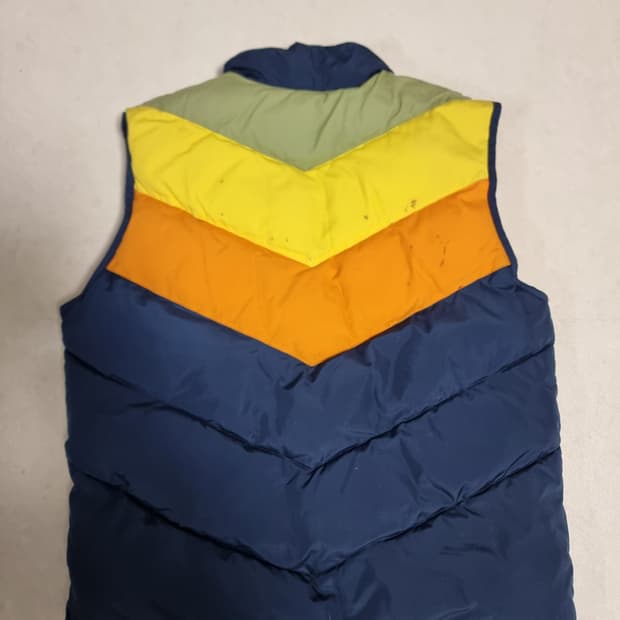 아디다스 패딩 조끼 M 네이비/오렌지