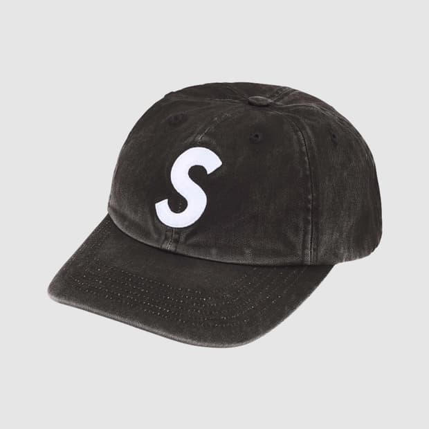 슈프림 피그먼트 코티드 S 로고 6패널 블랙 25SS
