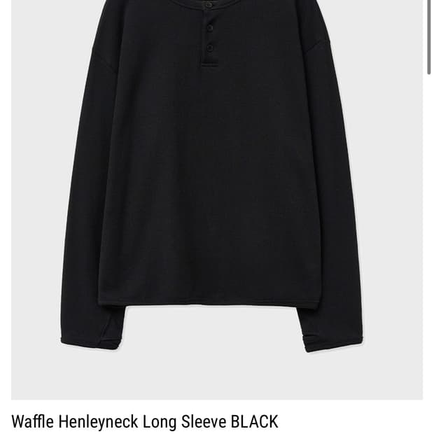 파세르 Waffle Henleyneck Long Sleeve BLACK