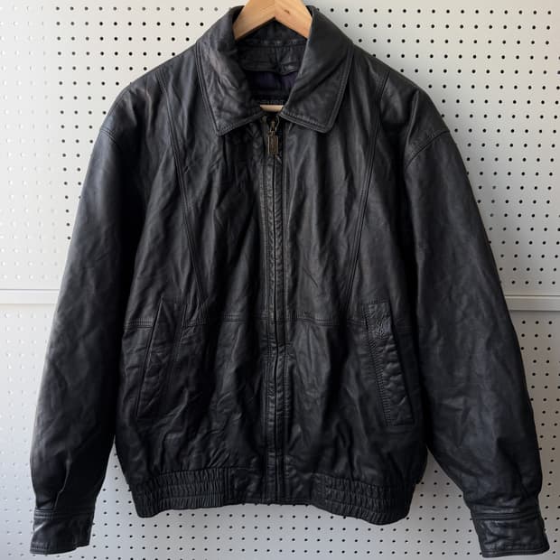 입생로랑 90s YSL 로고 레더 봄버 자켓
