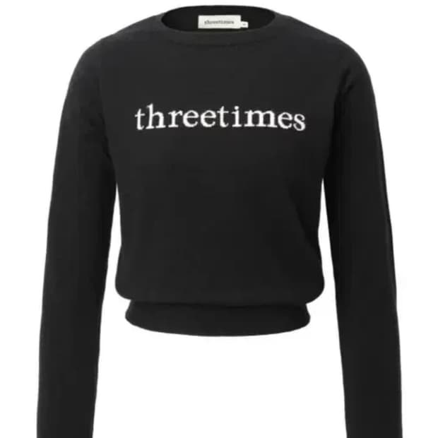 쓰리타임즈 클래식 핑크 로고 탑 니트 s