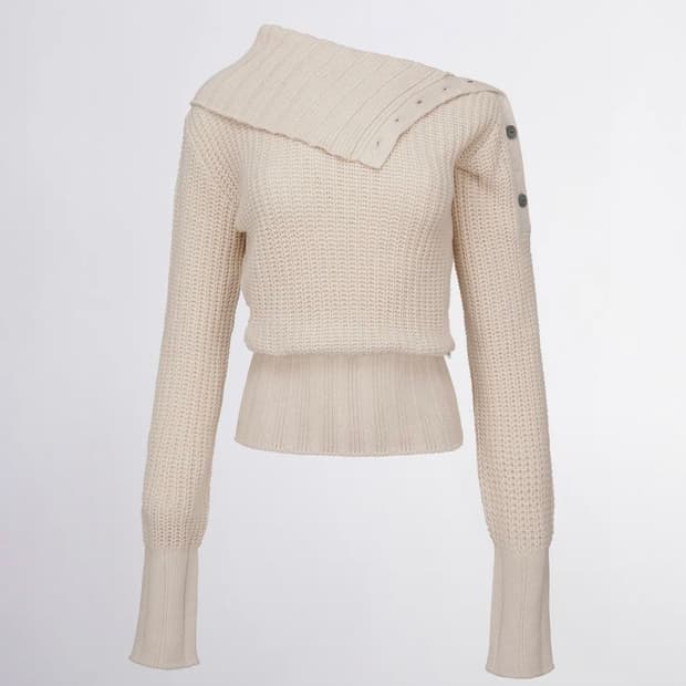 스컬프터 퍼넬넥 니트 스웨터 더티 화이트