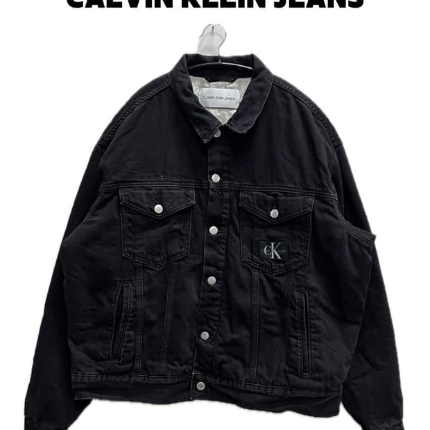 캘빈클라인 흑청 트러커 데님 패딩 자켓