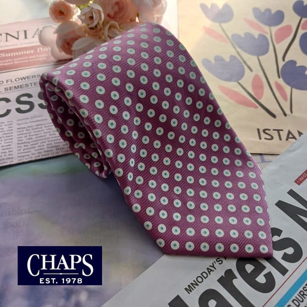 챕스 실크 핑크 도트 패턴 넥타이 9.1cm A+등급 A18699
