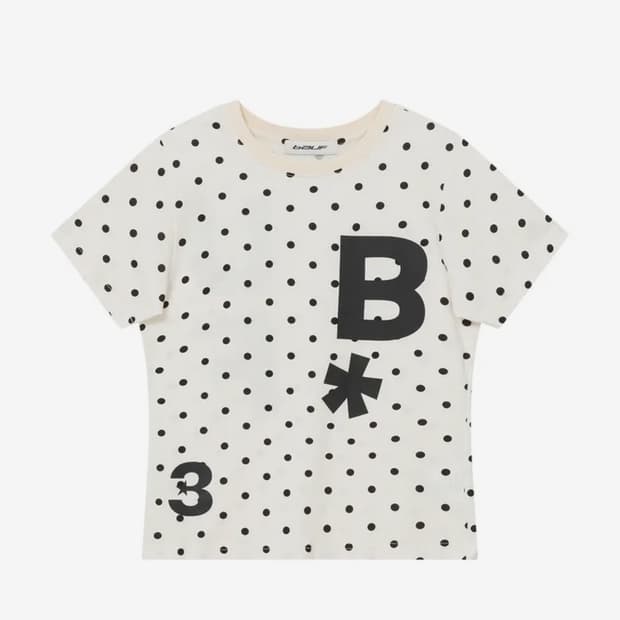 바우프 B logo 슬림핏 티셔츠 [도트 아이보리]