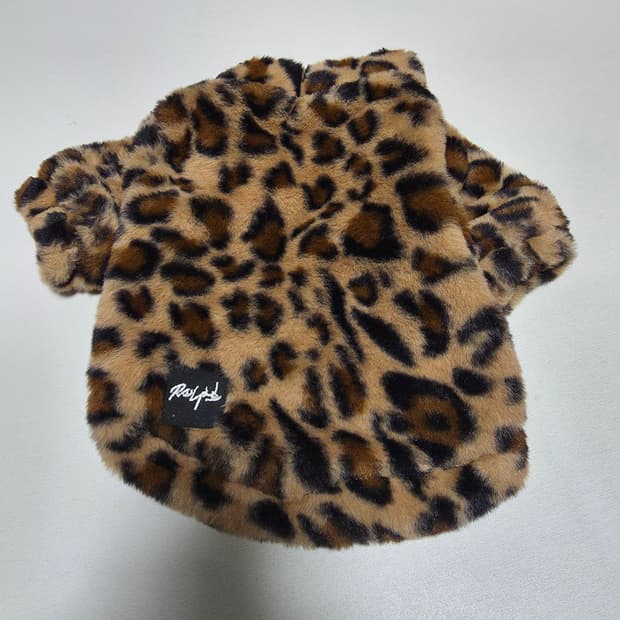 강아지 호피 퍼 자켓