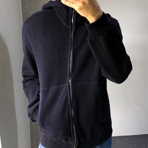 씨피컴퍼니 투웨이 울 블렌디드 니트 후드집업