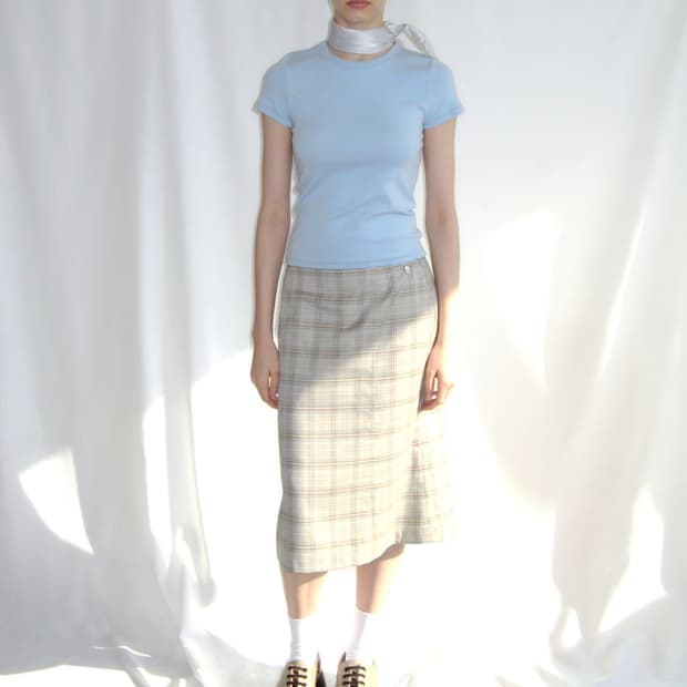 썬번프로젝트 체크 미디스커트(새상품) s