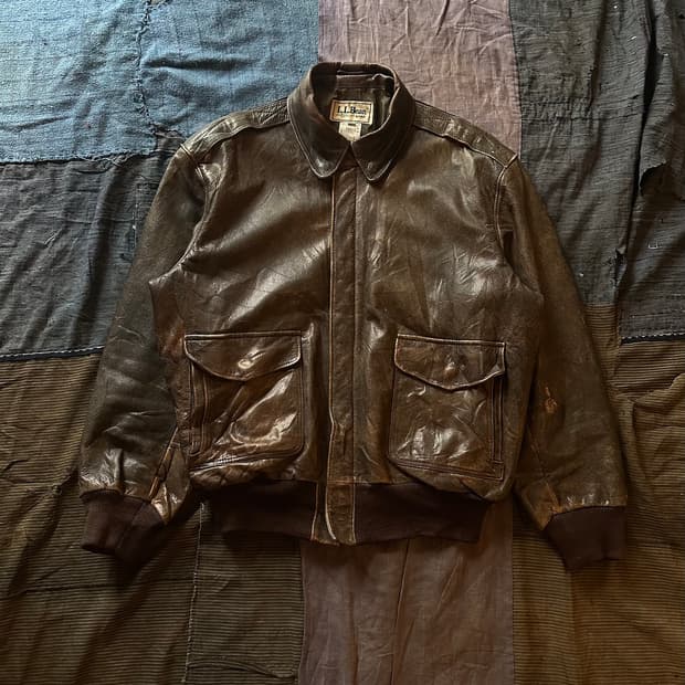 80s USA 빈티지 엘엘빈 LLBean A-2 고트스킨 레더 자켓 A2