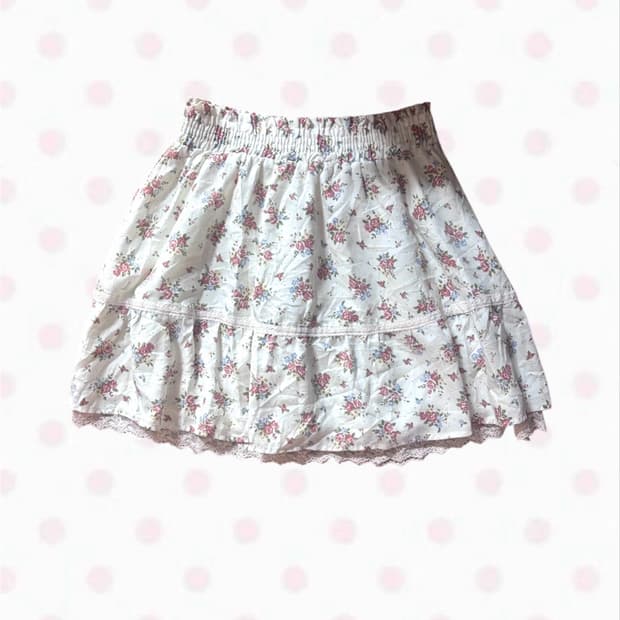 빈티지 플라워 패턴 플로랄 레이스 모리 스커트 히메갸루 히메카지