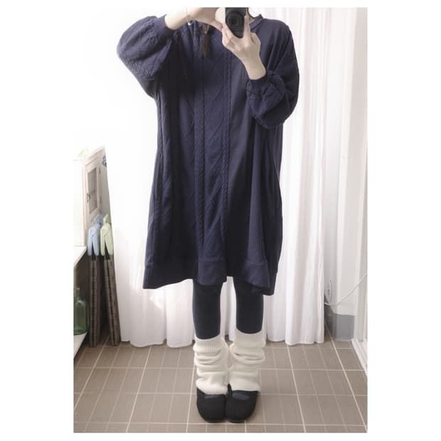 Navy half knit dress 