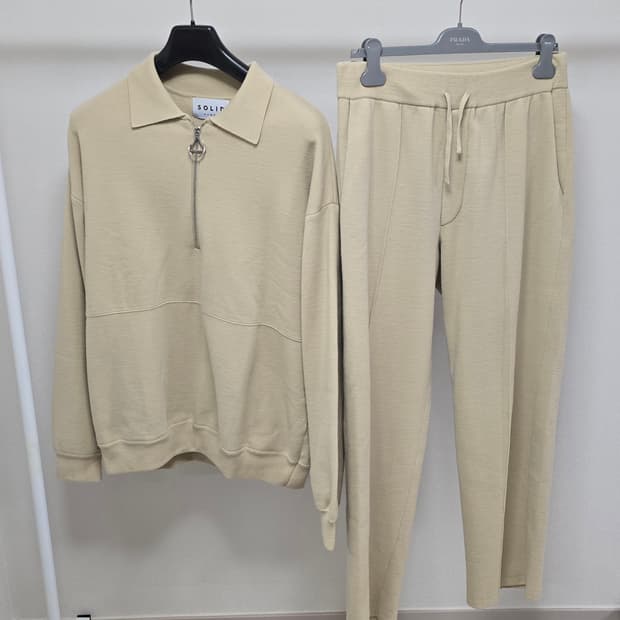 솔리드옴므 니트 하프 집업, 팬츠 셋업 50사이즈 105 판매