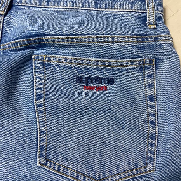 [34] 슈프림 25ss 배기진 중청/미디엄 워시/워시드 인디고