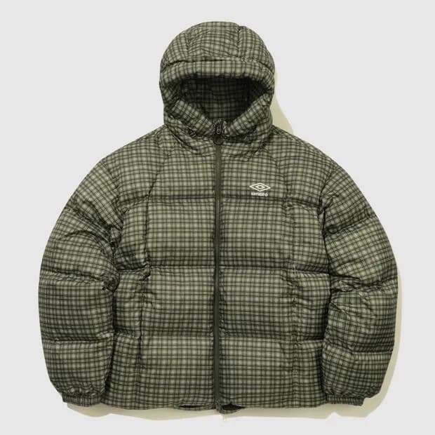 엄브로 페더플렉스 블랭킷 후드형 머스코비 덕 다운 자켓 카키