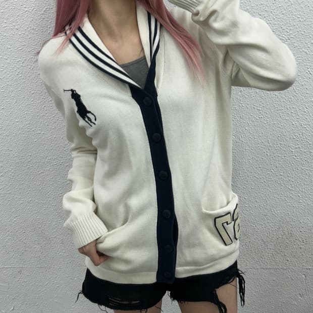 폴로 랄프로렌 빅포니 세라 아이보리 니트 가디건 XL