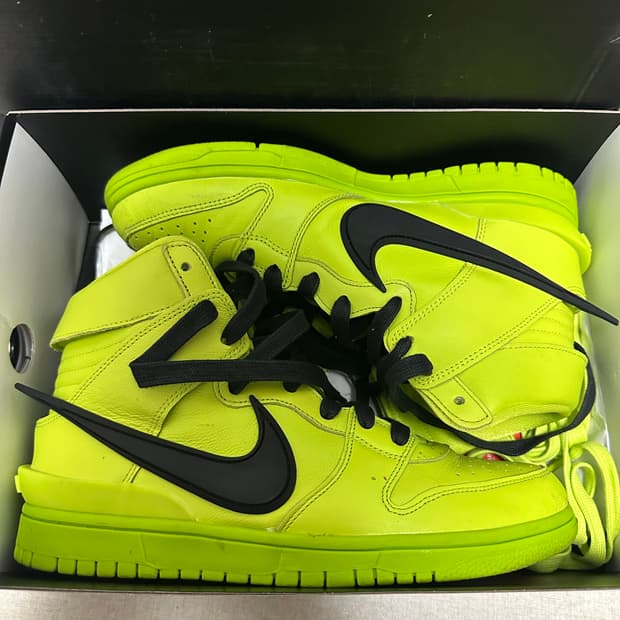 나이키 x 앰부쉬 덩크 하이 플래쉬 라임 255