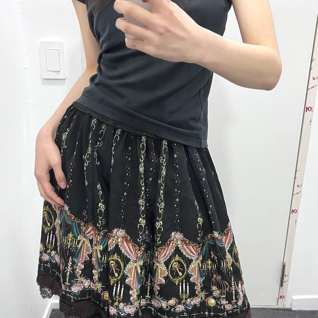 엑시즈팜 초코브라운 레이스 스커트 치마