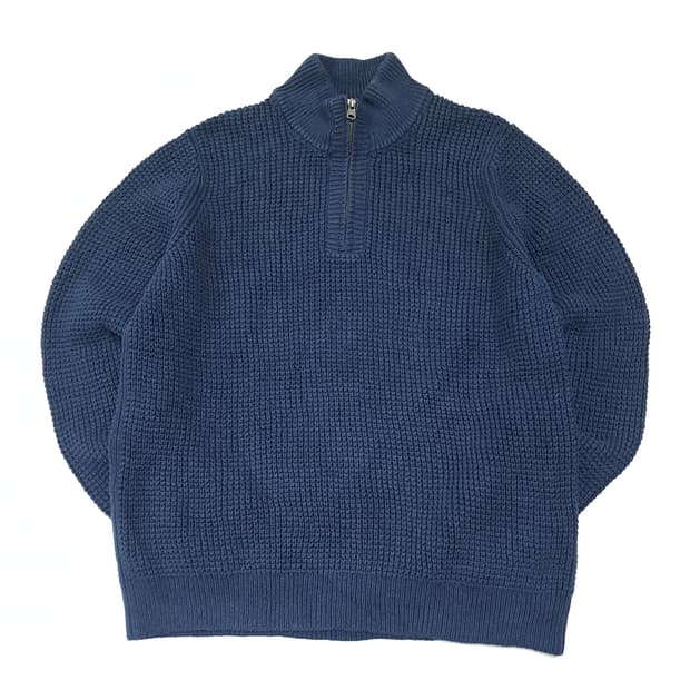 CL071 L 엘엘빈 다크네이비 와플 하프집업 니트