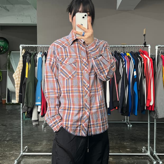 랭글러 웨스턴 체크 셔츠