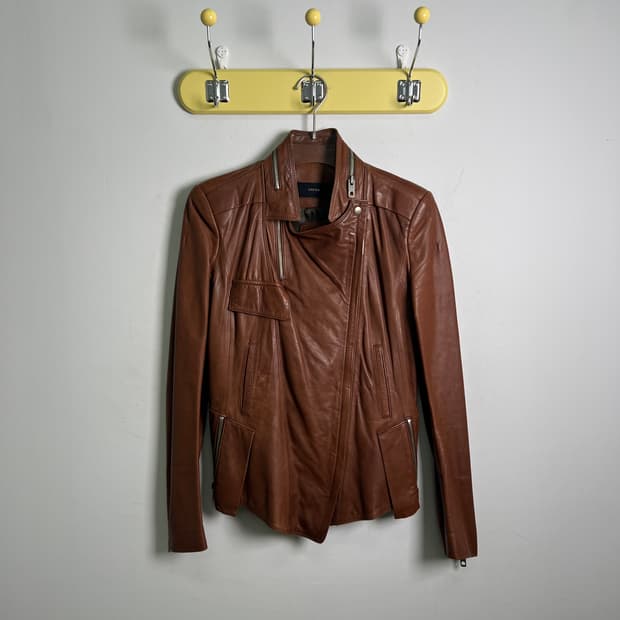 SYSTEM 브라운 양가죽 라이더 자켓 