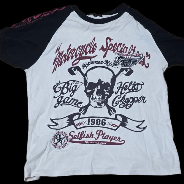 빈티지 해골 반팔티셔츠