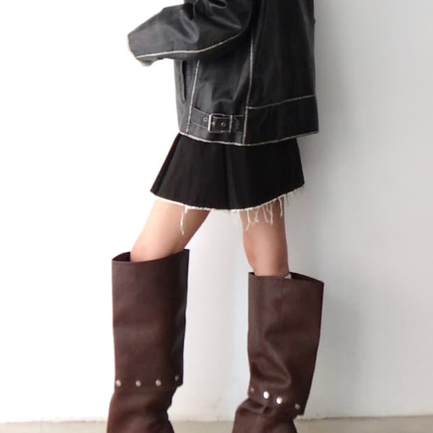 Smudge line leather jacket / deep brown