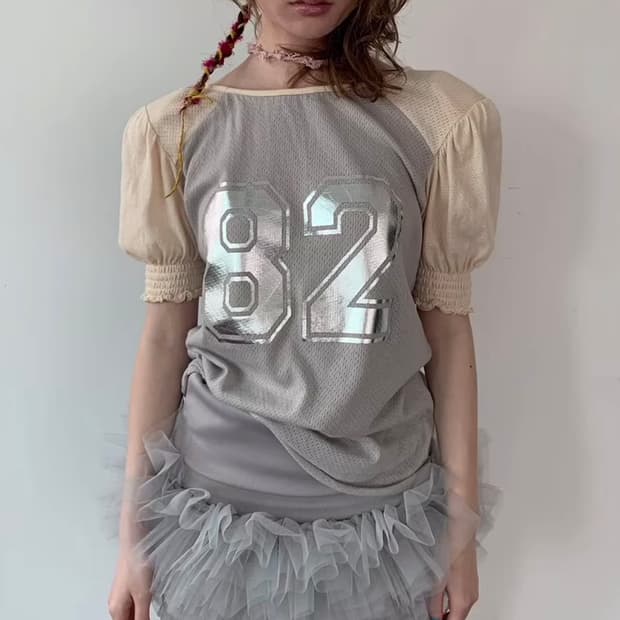 샵페어리 패드 숄더 하프 탑 베이지